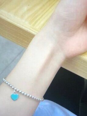 Silver Bracelet with Blue Heart Charm